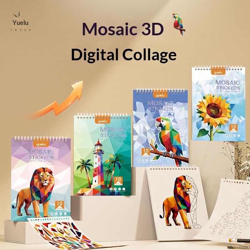 Детская бумажная цифровая 3D-книга-пазл, ручная сборка, животные, мозаика, коллаж, наклейки, концентрация, раннее развитие, игрушки для детей