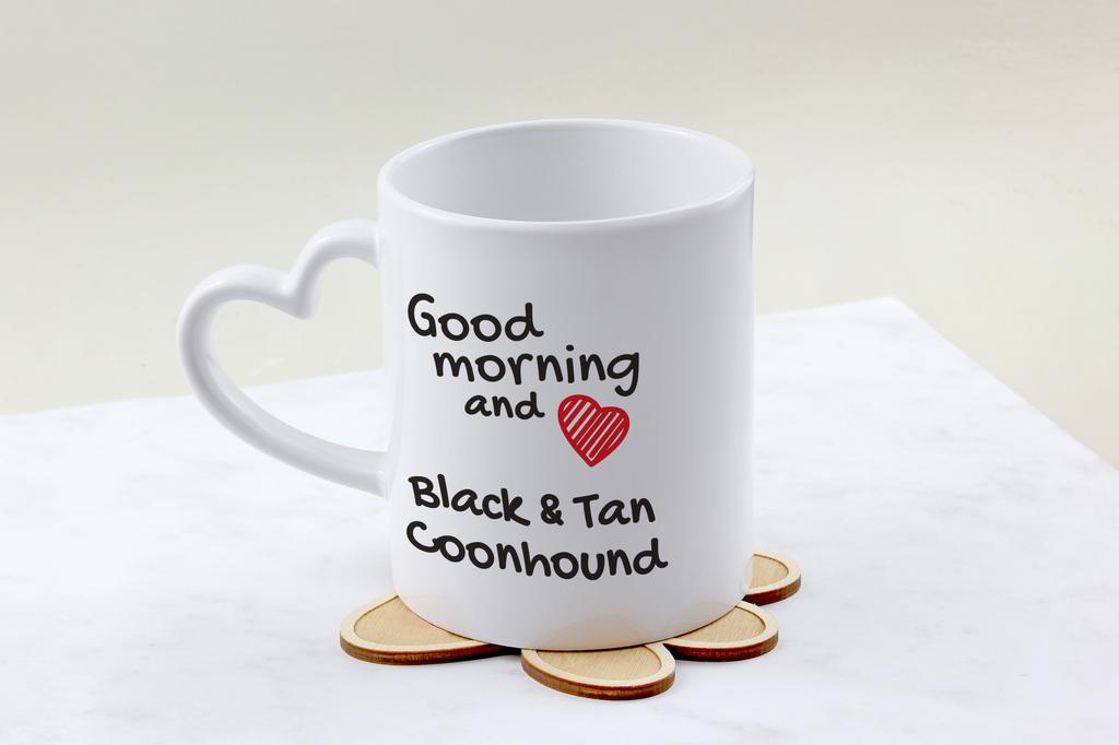 Black and Tan Coonhound I - cup with a dog, adorable cup with a heart-shaped handle, universal gift from the Art-Dog brand
