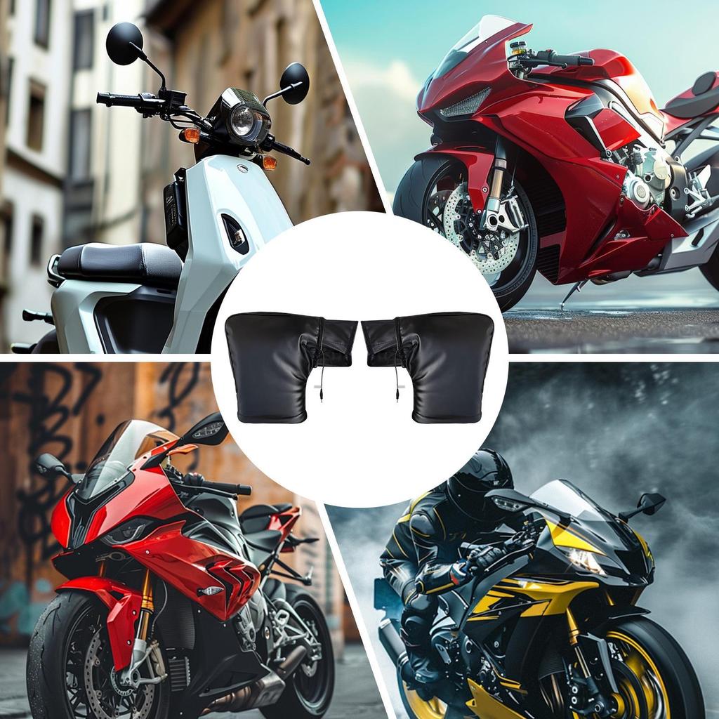 Heated Motorcycle Handlebar Gloves Windproof Hands Warmer Motorcycle Handlebar Warmers Mittens For Scooters ATVs Snowmobiles