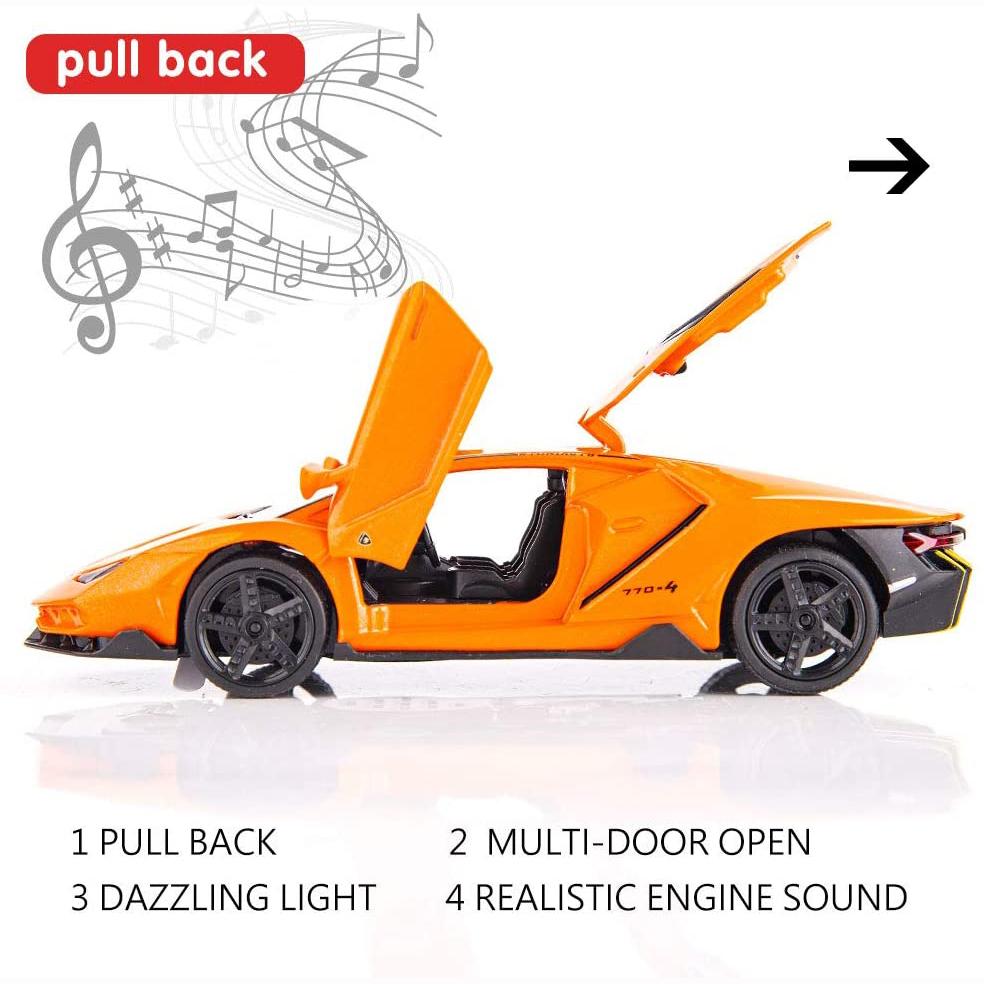 1:32 Lamborghini LP770, модель автомобиля, игрушка, со звуком и светом, откатной автомобиль, игрушки из цинкового сплава для детей, подарок для мальчиков и девочек