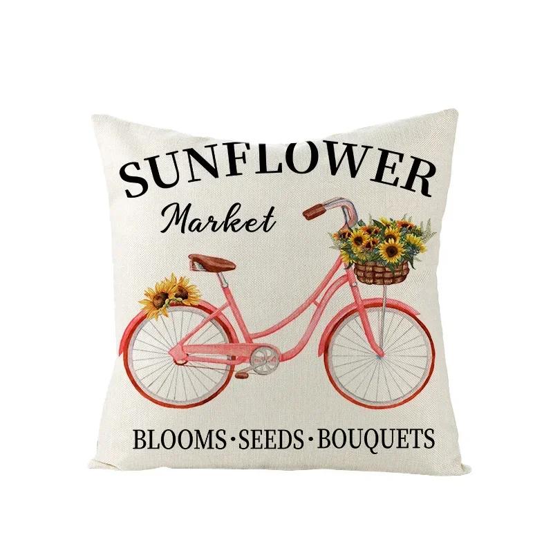 Летняя скандинавская наволочка с принтом подсолнуха, домашний декор для дивана, наволочка / чехлы для подушек, прямая поставка Hogar