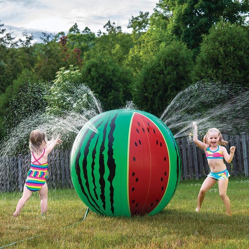 60cm PVC Inflatable Watermelon Ball Water Spray Outdoor Garden Toys Kids Summer Party Beach Themed Birthday Decor Supplies