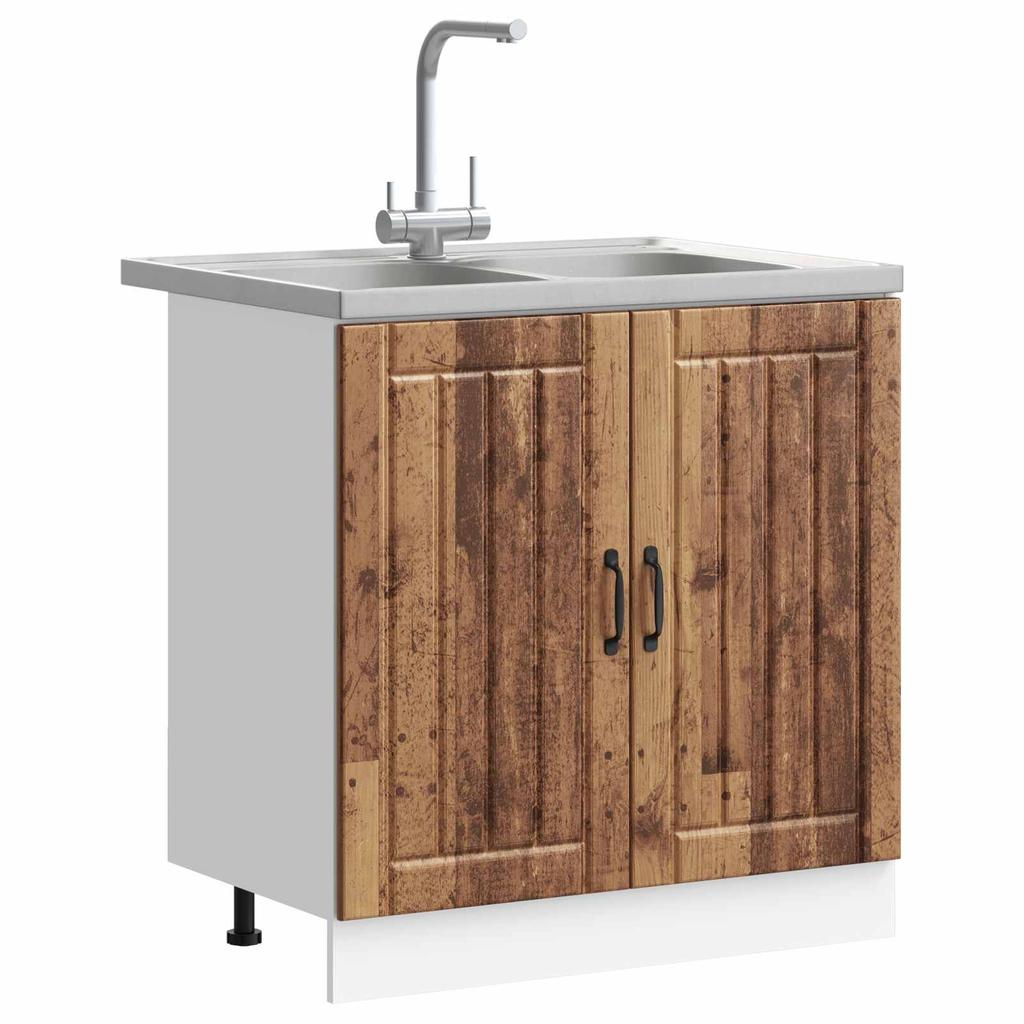 Lucca Washbasin Cabinet Set 2 pcs Reclaimed Wood Particleboard