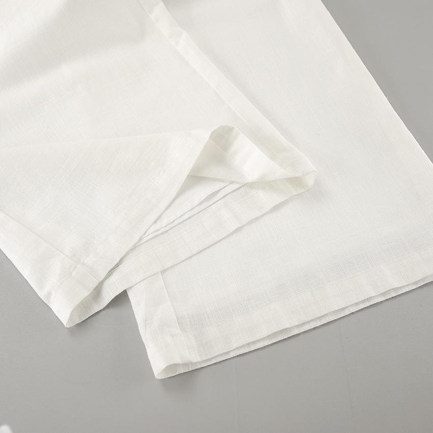 Элегантный однотонный комплект из двух предметов из хлопка и льна, женский сексуальный укороченный топ + широкие брюки, женский комплект из 2 предметов