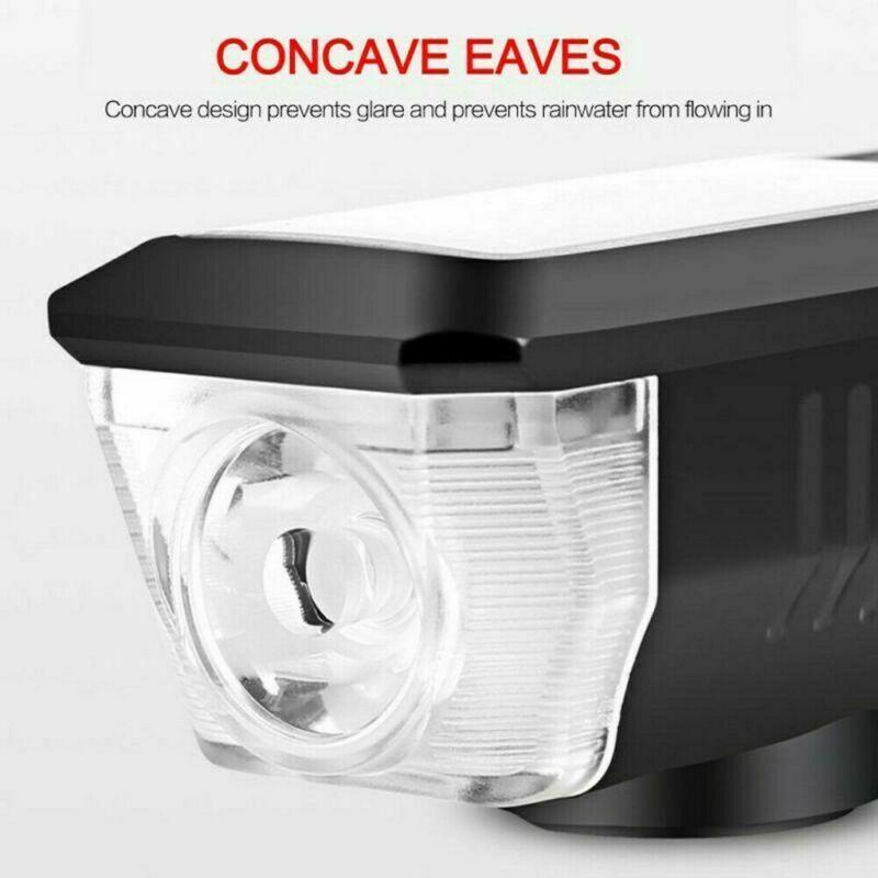 Солнечная велосипедная лампа, USB аккумуляторная, водонепроницаемая, велосипедная лампа и звуковой сигнал, 3 режима для снаряжения для ночной езды