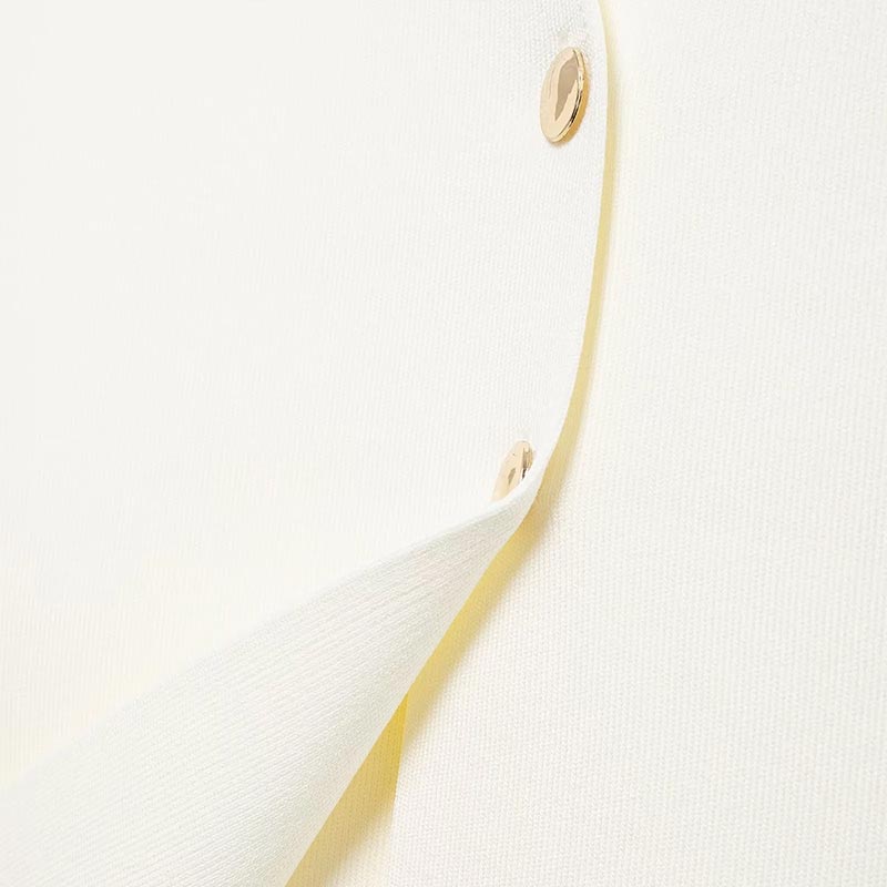 Повседневный однотонный трикотажный топ для женщин с коротким рукавом и V-образным вырезом на двух пуговицах, тонкий элегантный жилет для лета и осени для женщин, белый универсальный трикотаж