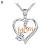 Heart Necklace for Women I Love You Mom Cubic Zirconia Heart Pendant Necklace Mother's Day Birthday Gift for Mom