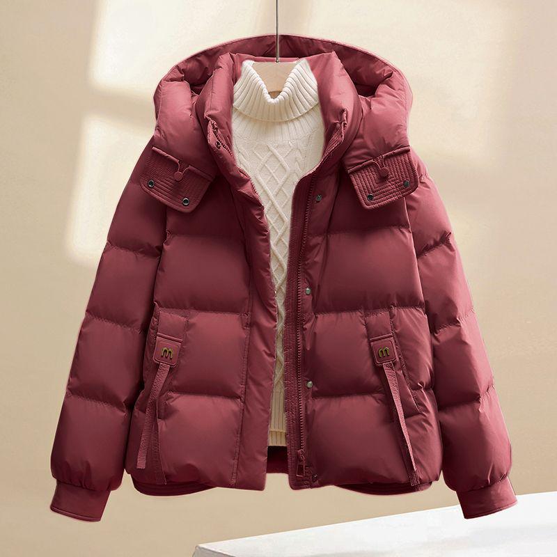 Women's Short Warm Hooded Cotton-Padded Jacket - Winter 2025 Korean Style, Thick and Loose Fit