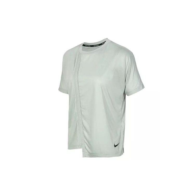 Nike Круглый вырез, беговой свитер с принтом, короткий рукав, футболка, женские топы, Horizon-Green BV3168-371