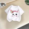 Summer Kids T Shirt Flower Cat Graphic Shirt Girls Floral Kitty Tops White Short Sleeve Wild Tee Cute Animal Cartoon Cat T-shirt