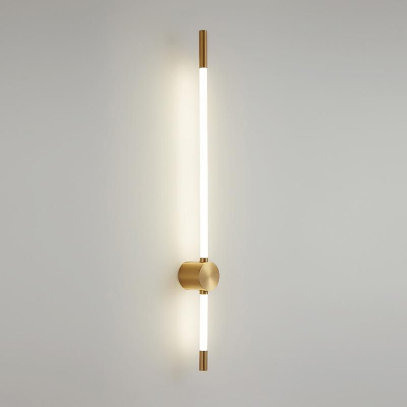 Современные светодиодные настенные светильники для спальни, удлиненное трубчатое освещение, декор фона для гостиной, лампа для лестницы, отельные бра черно-золотого цвета