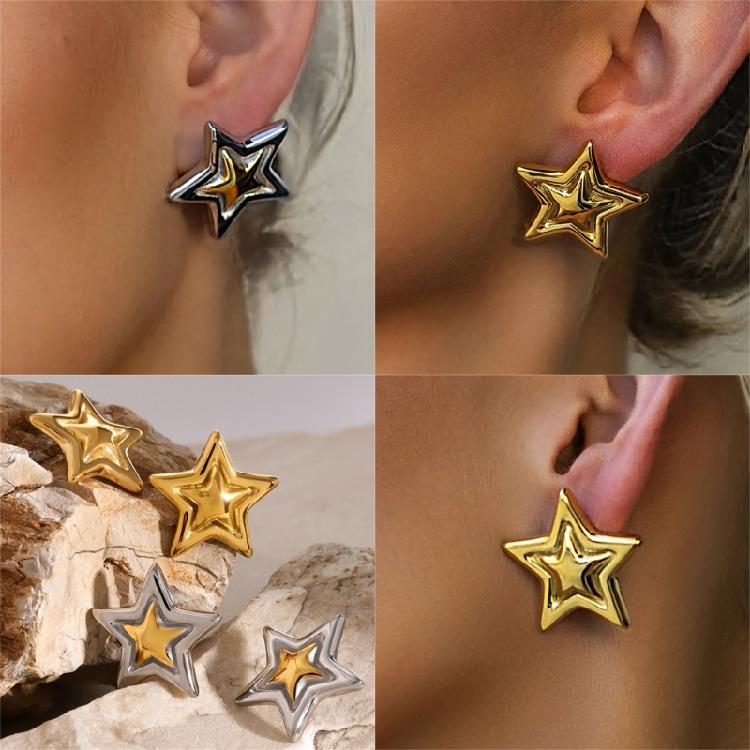 Современные серьги-звезды, многослойные, из прочных сплавов, ювелирный аксессуар для повседневной носки