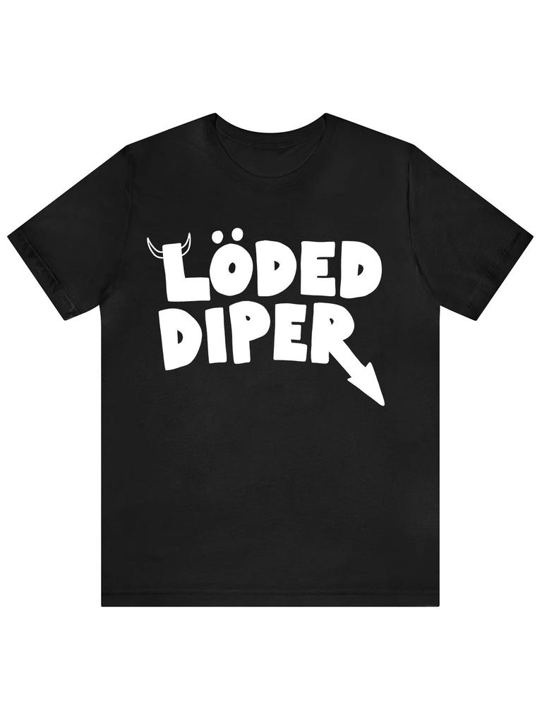 LODED DIAPER Alphabet Print Women's Crew Neck Short Sleeve T-shirt Casual Summer T-Shirt Comfortable Breathable High Quality Tee