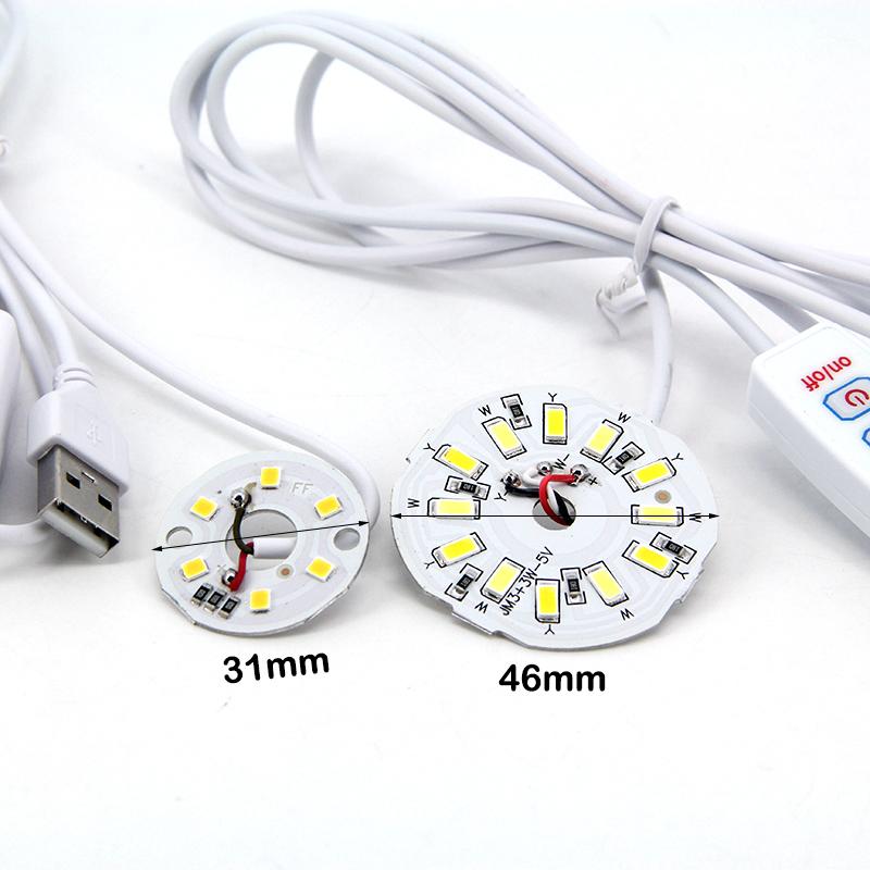 Теплый белый DC 5 В 3 Вт USB светодиодные лампы 2835 чип одноцветный ночник для чтения настольная лампа для планшета выключатель питания кабель с регулировкой яркости