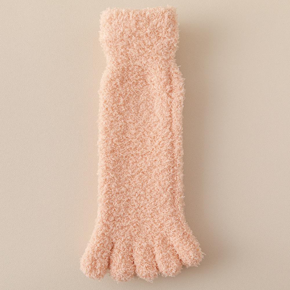 Mid Tube Five Toe Plush Socks Thickened Warm Floor Socks Women Kawaii Five Toe Fleece Socks Winter