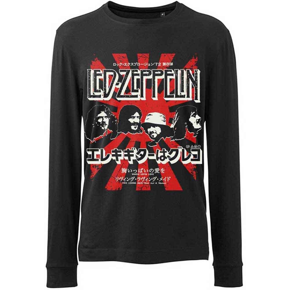 Led Zeppelin Японская Burst Черная Футболка с длинным рукавом Новая Унисекс Футболка