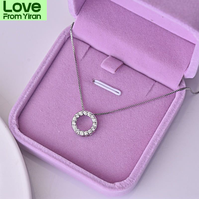 Yanhui Серебряное ожерелье 925 пробы с круглой подвеской из фианита и циркония, серебряное ожерелье 925 пробы для женщин