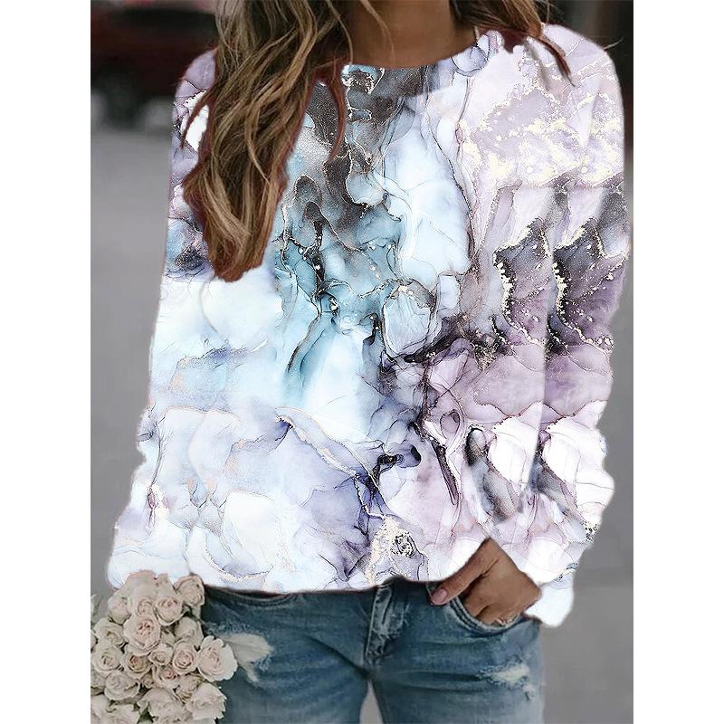 Marbling 3D Print Hoodie Women Y2k Hoodies Streetwear Sweatshirts Oversized O-Neck Pullovers Harajuku Tops Femme Woman Clothing