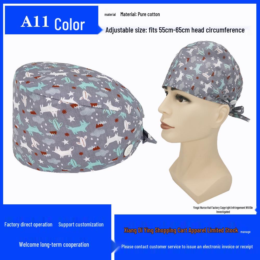 Хирургическая шапочка из чистого хлопка с принтом для медсестер и врачей