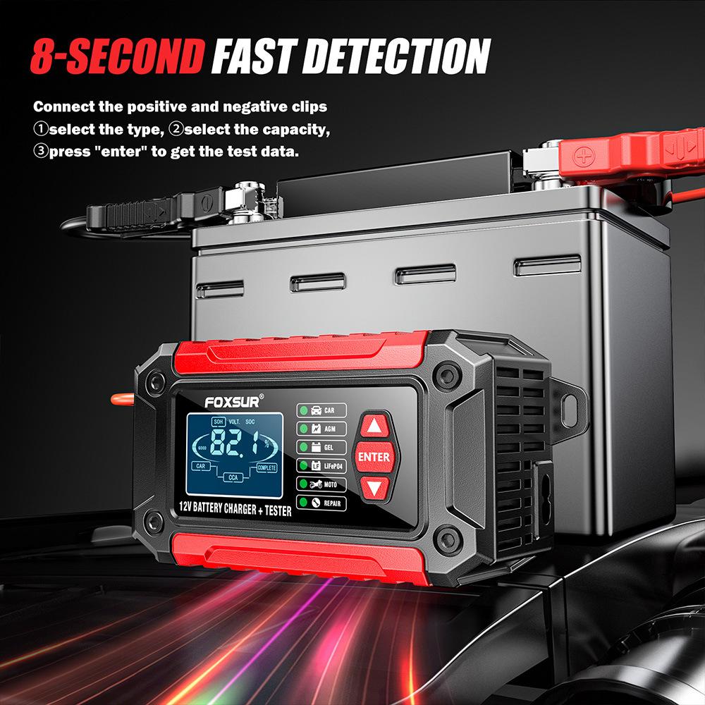 2 в 1 автомобильный зарядное устройство тестер 12 В/24 В CCA SOH SOC анализатор комплект для AGM GEL LiFePO4 мотоцикла автомобильного транспортного средства