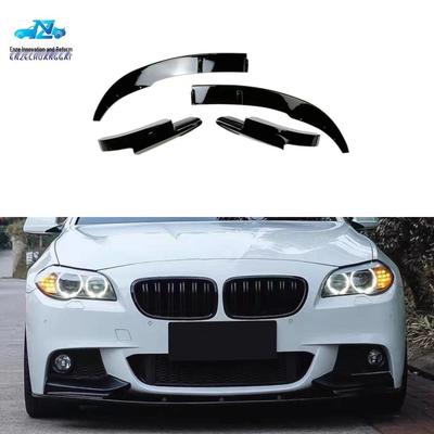 Передний спойлер-губа M5 Style, глянцевый черный, четырехсоставной, для BMW 5 серии F10/F18