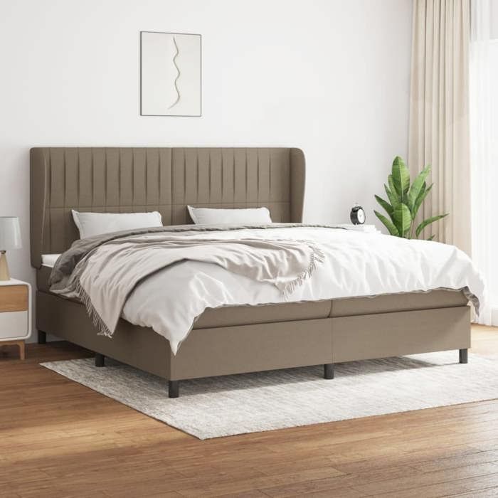 Maison Exclusive - Sommier à lattes de lit avec matelas Taupe 200x200 cm Tissu