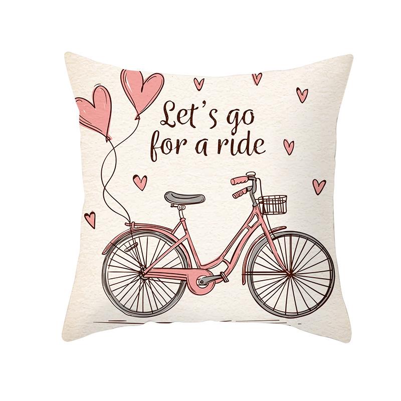 Flower and Grass Bicycle Pillow Cover for Home Ins Nordic Pillow Photo Small Fresh Cushion