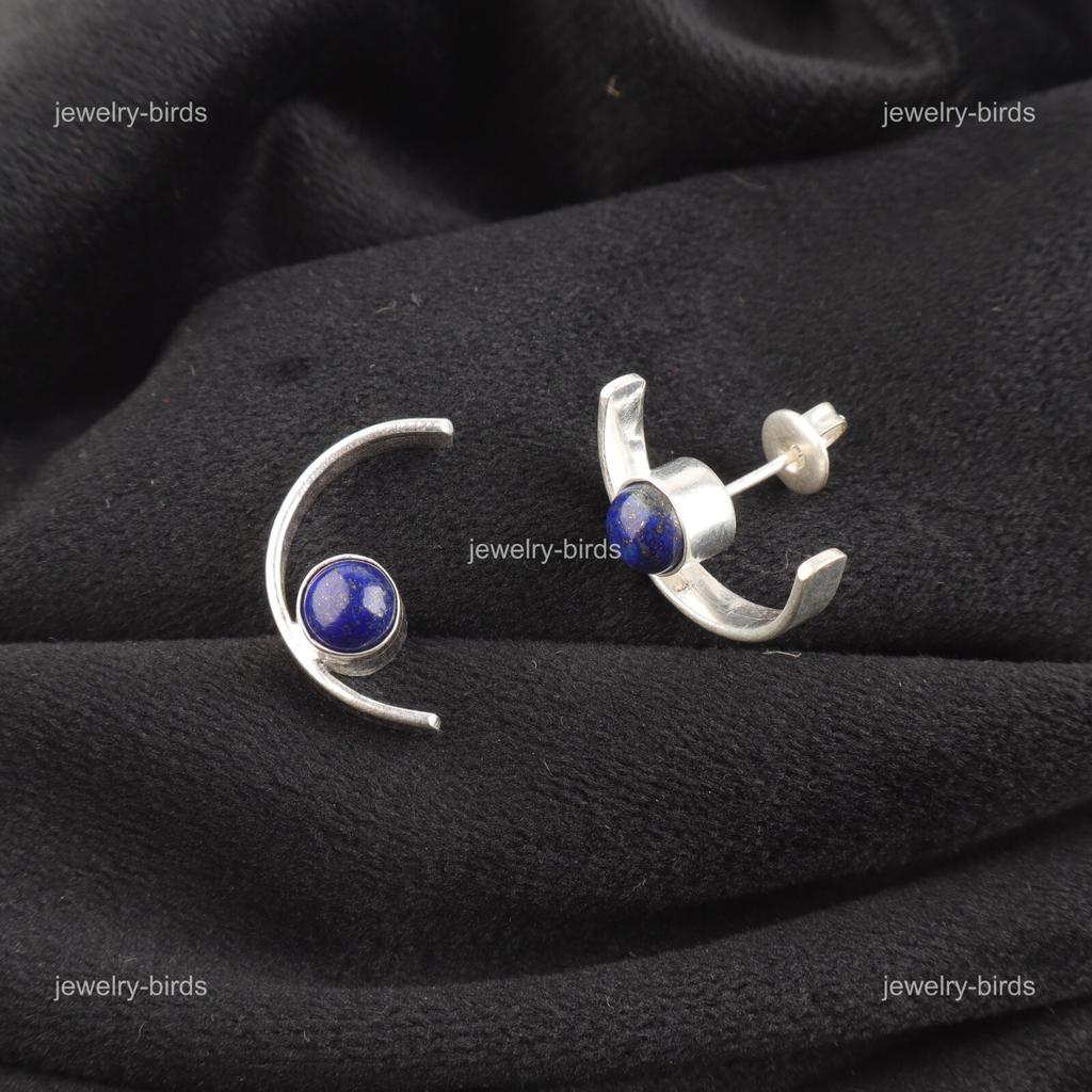 Сделка ко Дню матери Натуральные серьги-пусеты из лазурита Ювелирные изделия Серебро 925 пробы EE-145-21
