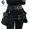 "Women's Steampunk PU Leather Waist Bag with Rivet Design"