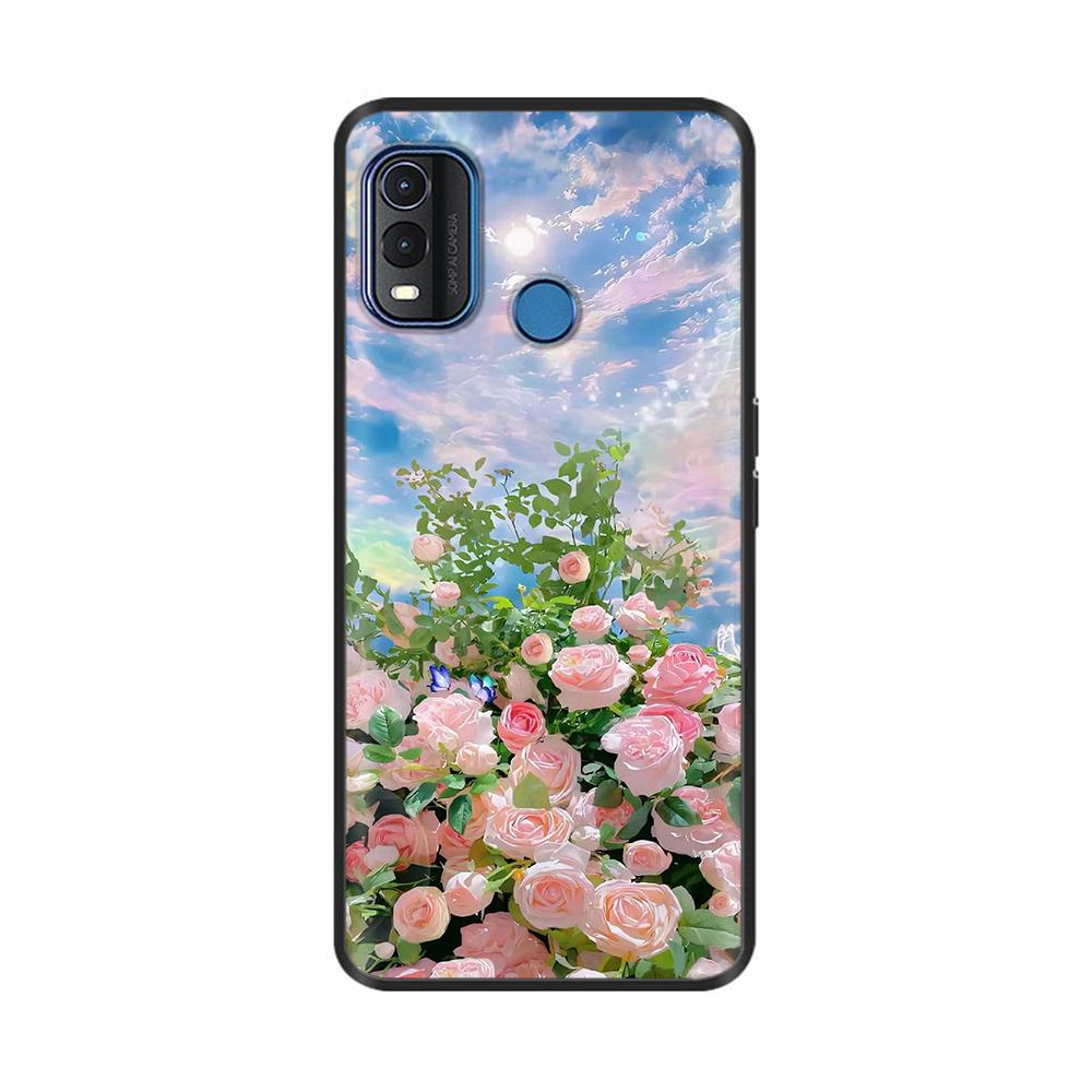 For Nokia G11 Plus Case Cute Heart Flower Soft Silicone Back Cover for Nokia G11 Plus NokiaG11 G 11 Bumper Black TPU Phone Cases