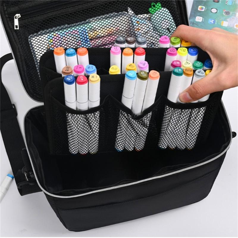 120 Slots Marker Storage Bag With Adjustable Shoulder Strap High Capacity Marker Organizers Carrying Case for Artist