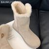Меховые женские полусапожки из замши на плоской подошве, женская обувь 2025 года, тренд, зимняя мода, бренд, спорт, повседневные, удобные, для ходьбы, женские зимние ботинки