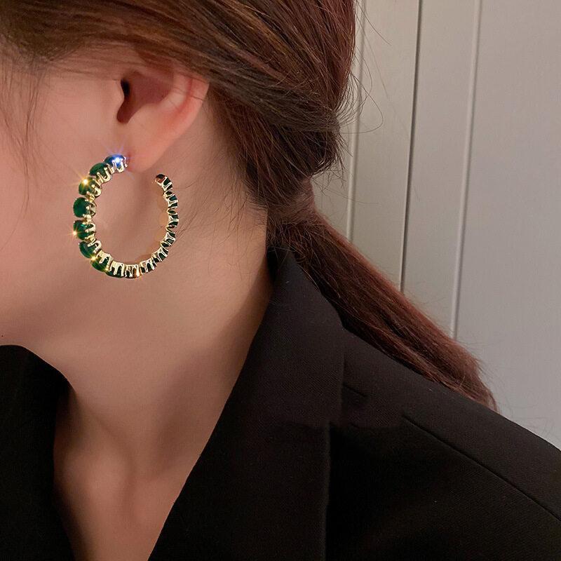 Циркон C-образные серьги, роскошные женские модные круглые серьги для девочек, вечерние ювелирные изделия, подарки