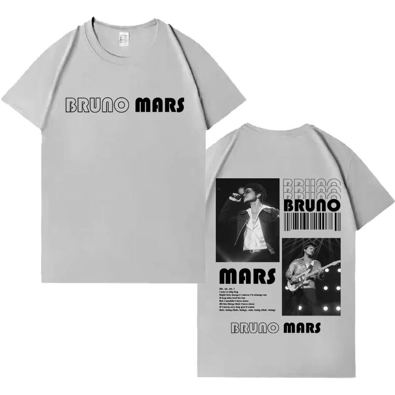 2026 Singer Bruno Mars Tshirt Men Women Pop Casual Short Sleeve TShirt Men Aesthetic High Quality Gothic Crewneck Top Fans Gift