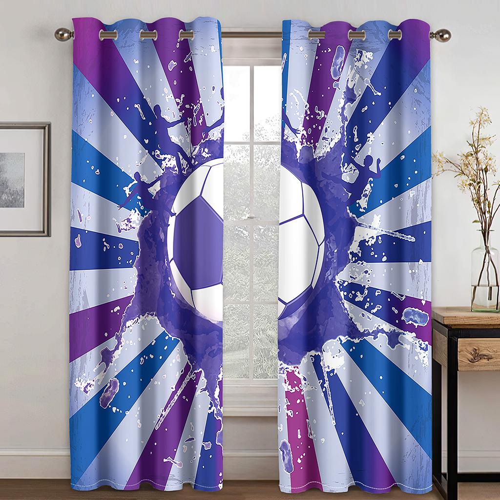 3D футбольная серия, оконные шторы с рисунком, спортивная тема, тонкие шторы, портьеры для гостиной, спальни, детской комнаты для мальчиков, домашний декор
