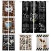2panels Coffee Text Graffiti Black Background KitchenWindow Curtain for Living Room Bedroom Home Decor Kitchen for Window Drapes