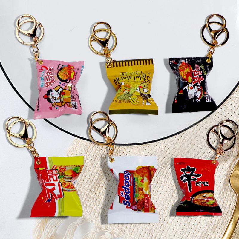 Simulation Instant Noodles Keychain On The Phone Mini Snacks Pendant Bag Pendant Car Key Ring Gifts For The Year
