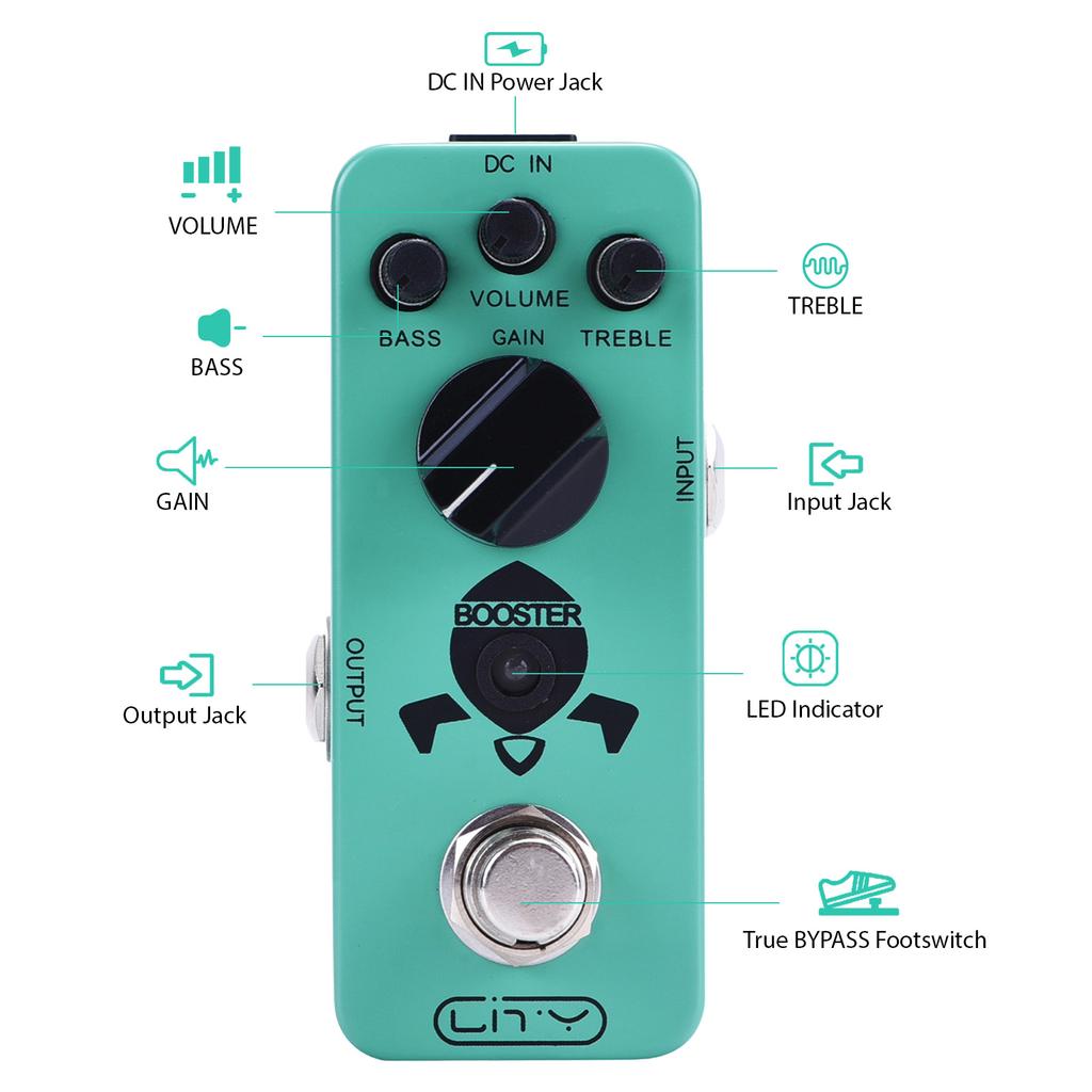 Lity Booster педаль для гитары Mini Booster педаль эффектов Pure Clean Mini Boost для электрогитары