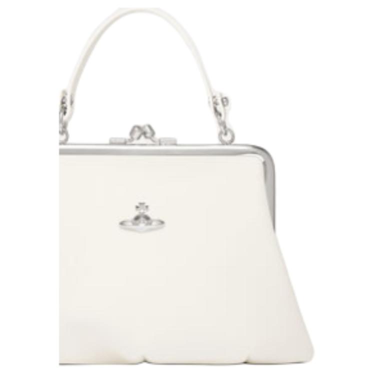 Vivienne Westwood Granny Frame Polished Metal Hardware Tote Bag Women handbags Off-White 4B010007WS0021OFFWHITE
