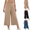 Women's Wide-leg, High-waisted Stretchy Solid Color Casual Loose Cropped Pants