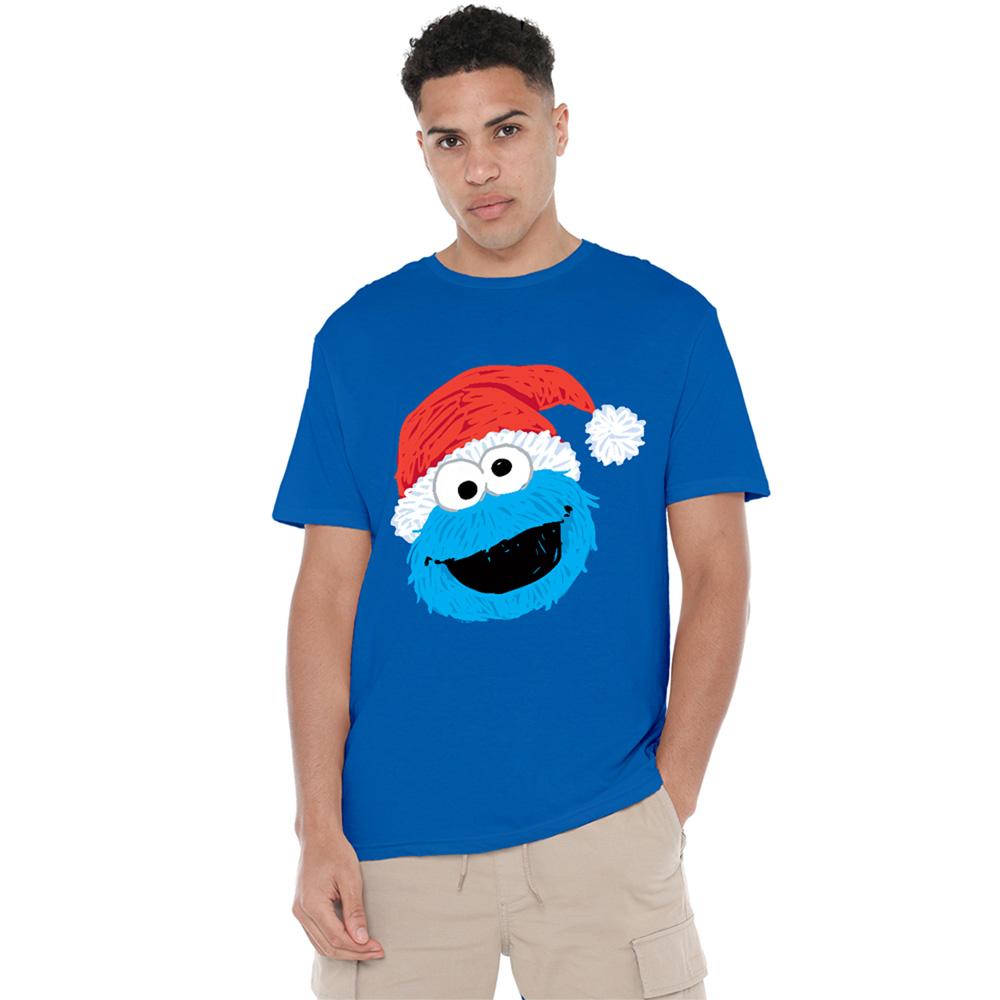 Sesame Street Unisex Adult Cookie Monster Scribble Christmas T-Shirt