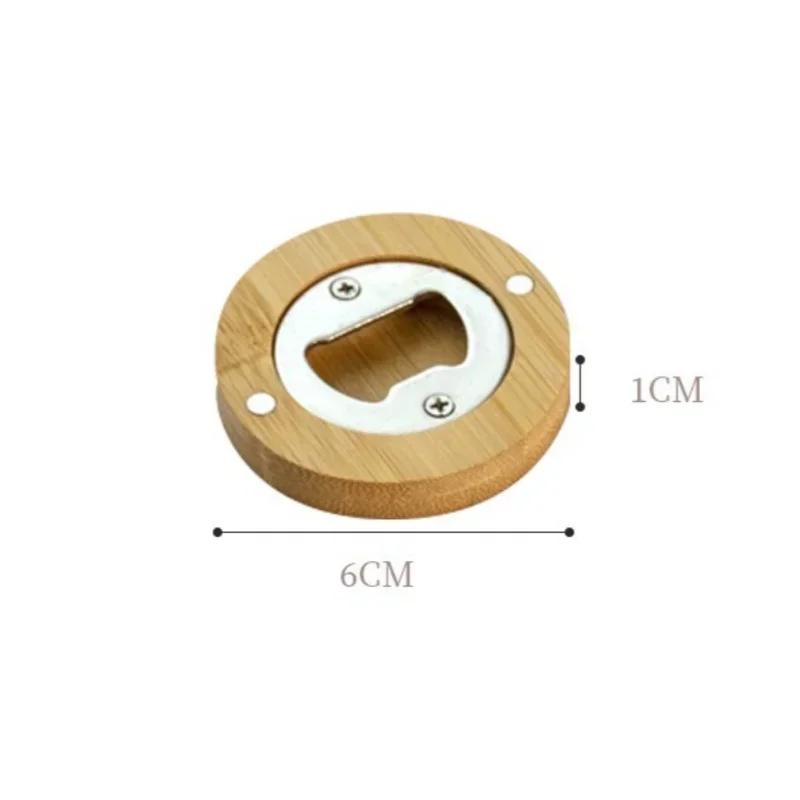 1/5/10 шт. Круглая бамбуковая открывалка для пивных бутылок, портативные барные инструменты для напитков с магнитным магнитом на холодильник, кухонные принадлежности, аксессуары