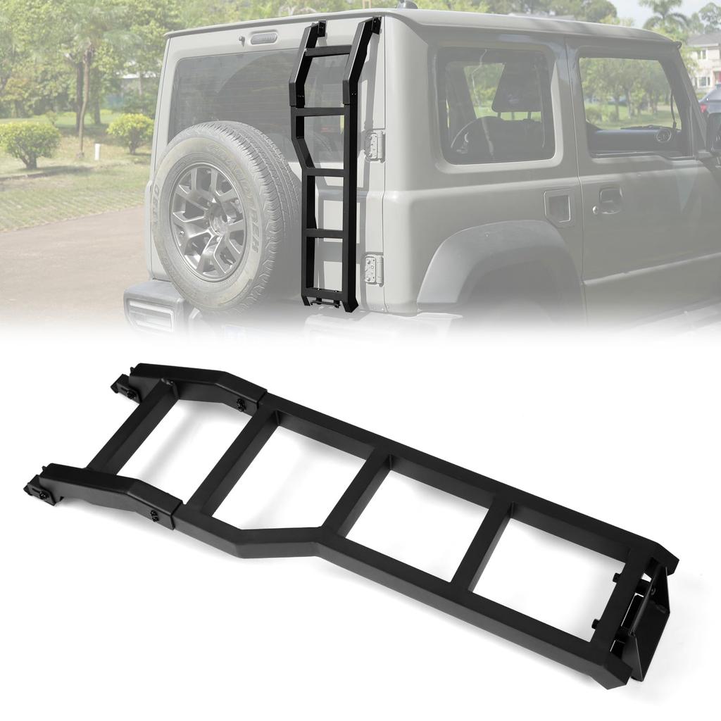 MAIKER OFF ROAD Jimny Rear Ladder JB64 Jimny Sierra JB74 Ladder Aluminum Lightweight Ladder Black Exterior Parts