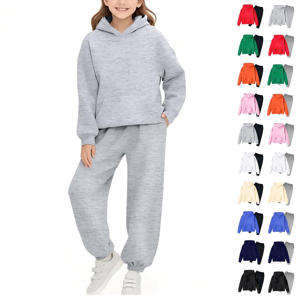 Children's Solid Color Sweatshirt Set (pants + Top)