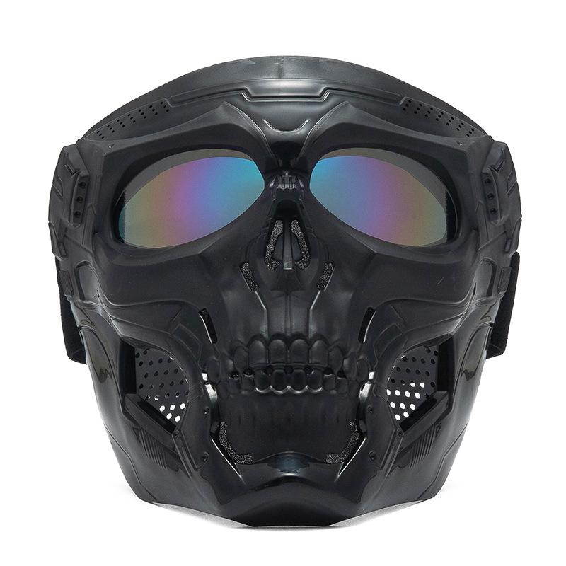 Cycling Colorful Goggles Motorcycle Skull Mask Outdoor Windproof Full Face Mask Paintball Game Tactical Protective Helmet Mask