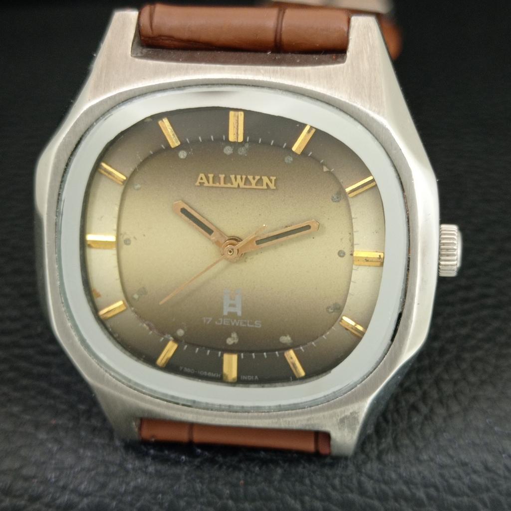 ВИНТАЖНЫЕ МУЖСКИЕ ЧАСЫ ALLWYN 6300A С РУЧНЫМ ЗАВОДОМ ИНДИЯ ОРИГИНАЛ ЦИФЕРБЛАТ a708160-1