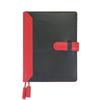 A6 Size Leather Notebook Cover with Design Name Black X (Seal Al) Belt, Two-Tone (No Engraving, 01. Red)