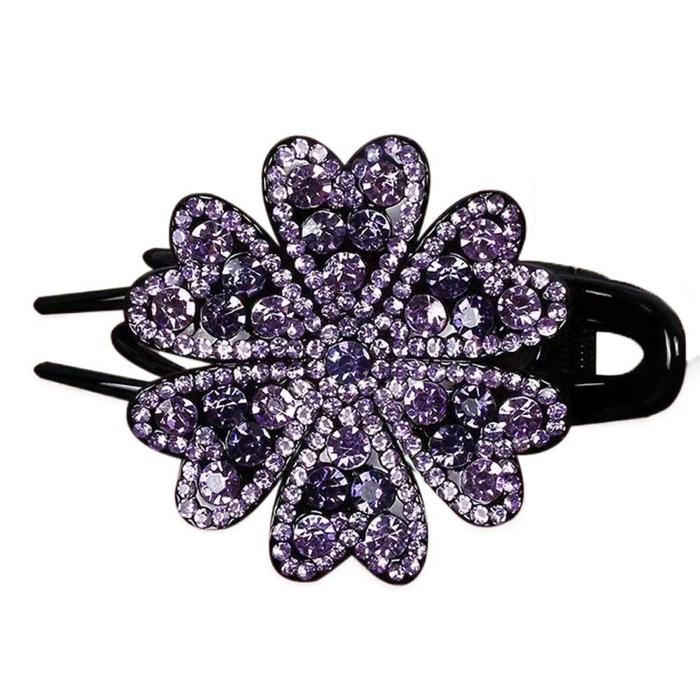 Korean Hair Claws Women Barrettes Flower Hair Clips Rhinestone Duckbill Clips Crystal Hairpins