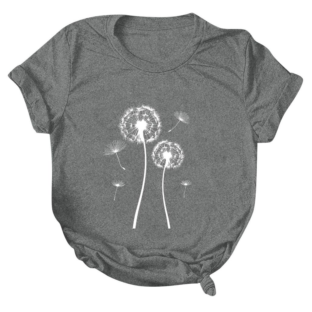 Women's Fashion Casual Printed Round Neck Pullover Short Sleeve T-Shirt Top