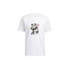 Adidas Panda Cartoon Print Basketball Sports Round Neck Short Sleeve T-Shirt Men Tops White GN5147